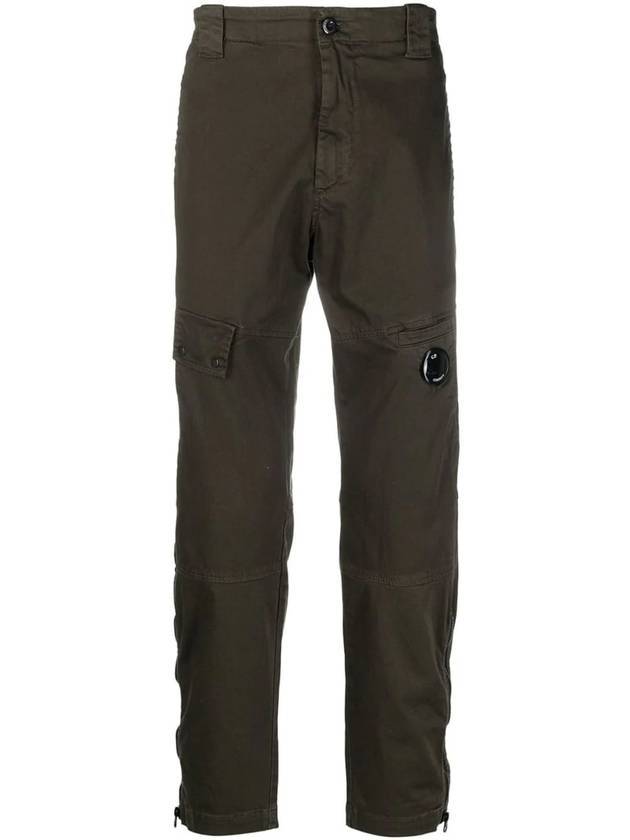 Men's Lens Satin Zipper Straight Pants Khaki - CP COMPANY - BALAAN.