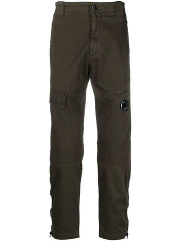 Men's Lens Satin Zipper Straight Pants Khaki - CP COMPANY - BALAAN 1