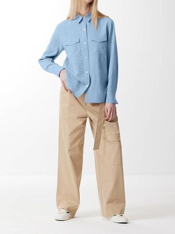 Pocket Linen Rayon Shirt Light Blue 0048 - VOYONN - BALAAN 1