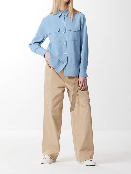 Pocket Linen Rayon Shirt Light Blue 0048 - VOYONN - BALAAN 1