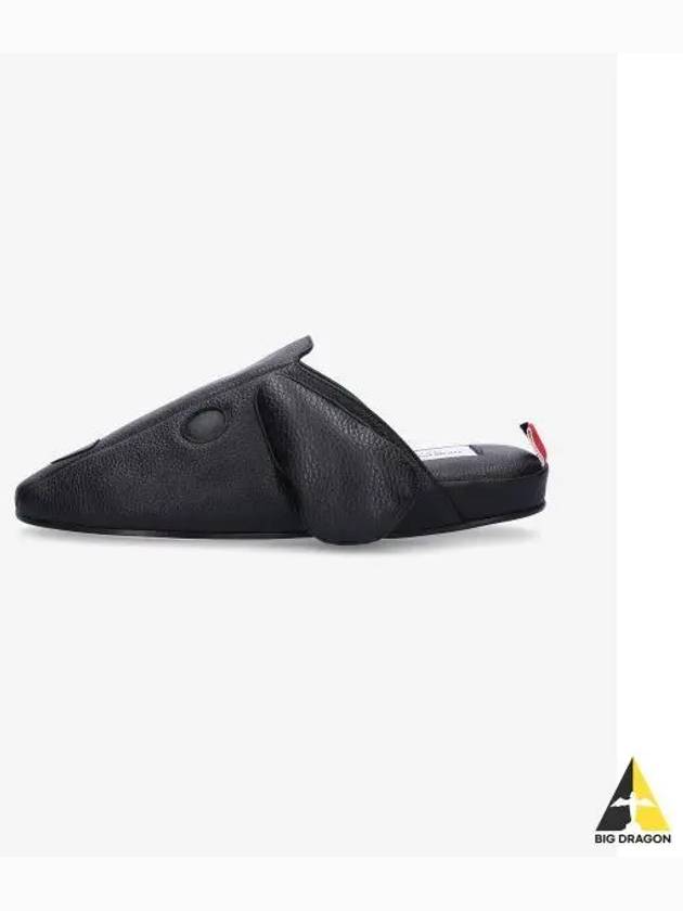 Men's Hector Leather Flat Slippers Black - THOM BROWNE - BALAAN 2