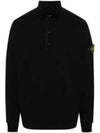 Compass Patch Cotton Fleece Polo Knit Top Black - STONE ISLAND - BALAAN 2