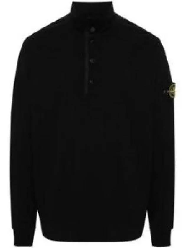 Compass Patch Cotton Fleece Polo Knit Top Black - STONE ISLAND - BALAAN 2