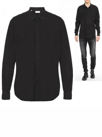 Cotton Long Sleeve Shirt Black - SAINT LAURENT - BALAAN 2