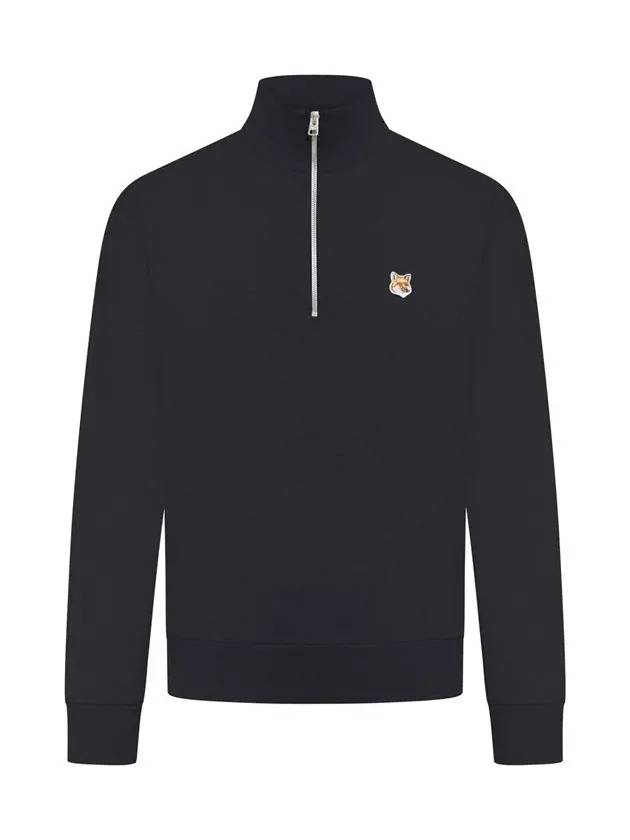 Fox Head Patch Half Zipper Sweatshirt Black - MAISON KITSUNE - BALAAN 2