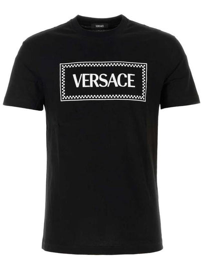 Logo Print Short Sleeve T-Shirt Black - VERSACE - BALAAN 2