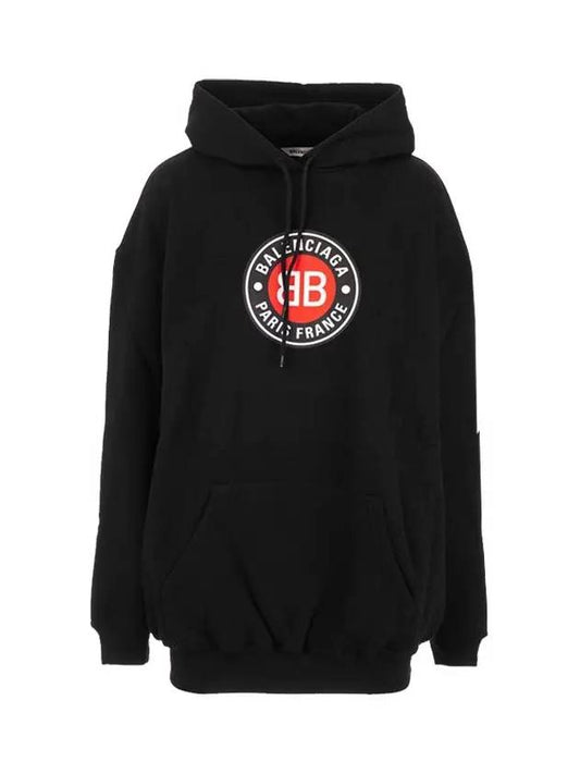 BB Logo Round Print Hoodie Black - BALENCIAGA - BALAAN 2