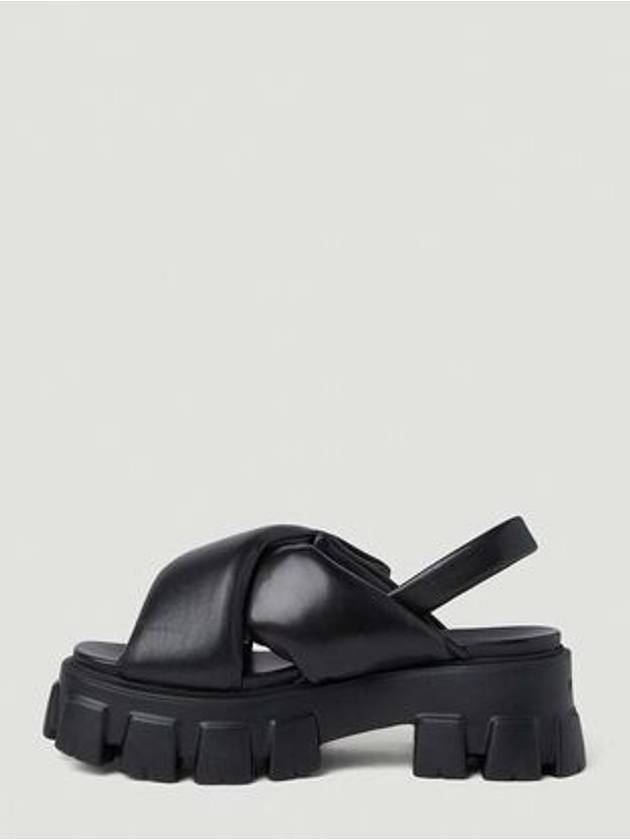 Monolith Padded Nappa Leather Sandals Black - PRADA - BALAAN 4