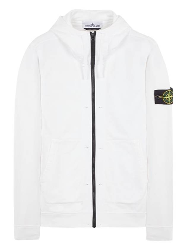 Wappen Patch Cotton Fleece Zip Up Hoodie White - STONE ISLAND - BALAAN 2