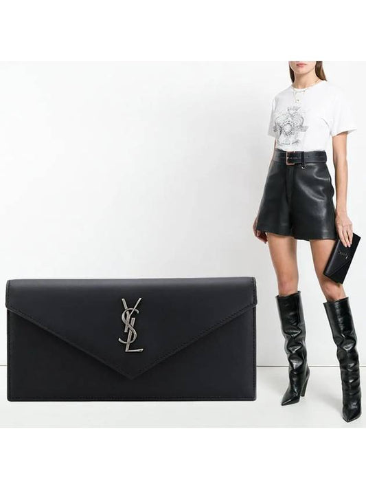 Logo Monogram Envelope Clutch Bag Black - SAINT LAURENT - BALAAN 2