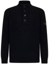 Wappen Patch Half Button Lambswool Knit Top Black - STONE ISLAND - BALAAN 2