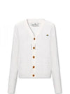 ORB Logo V-Neck Cardigan Cream - VIVIENNE WESTWOOD - BALAAN 2