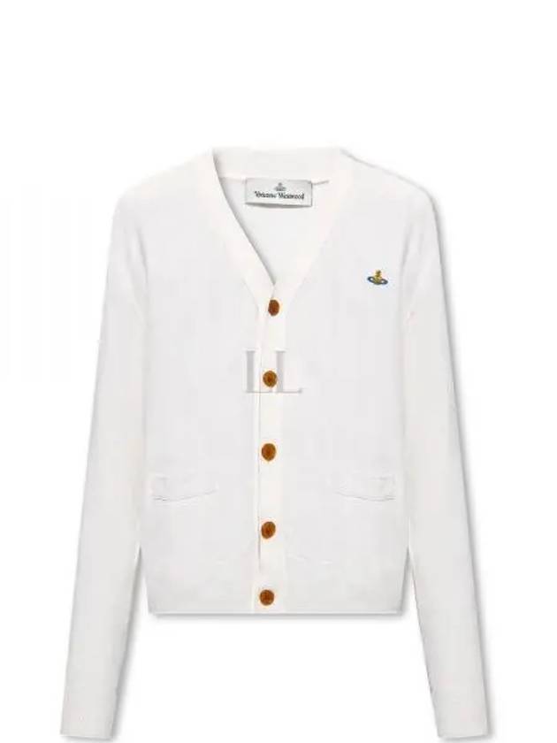 ORB Logo V-Neck Cardigan Cream - VIVIENNE WESTWOOD - BALAAN 2