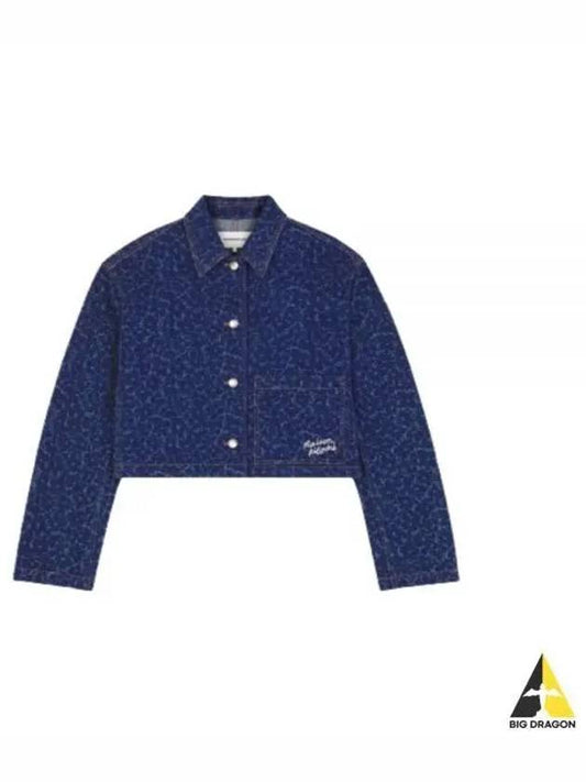 Cropped Denim Jacket Navy - MAISON KITSUNE - BALAAN 2