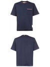 Cotton Oversized Pocket Short Sleeve T-Shirt Navy - THOM BROWNE - BALAAN 5