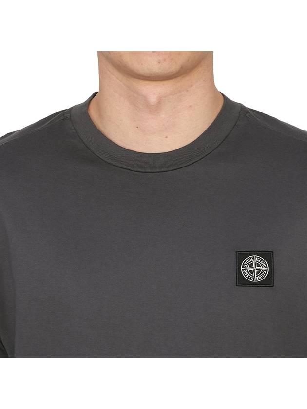 Logo Patch Short Sleeve T-Shirt Charcoal - STONE ISLAND - BALAAN 6