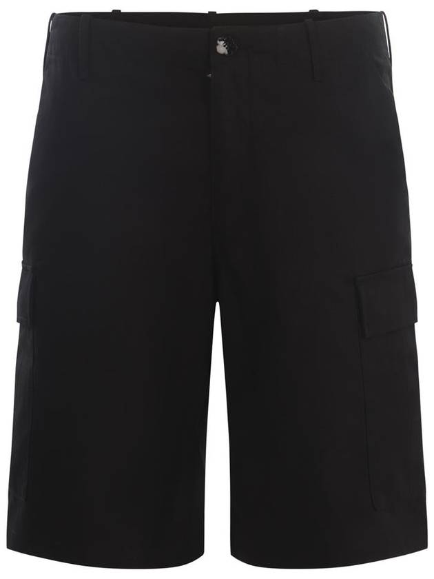 Bokeh Flower Button Cotton Shorts Black - KENZO - BALAAN 2