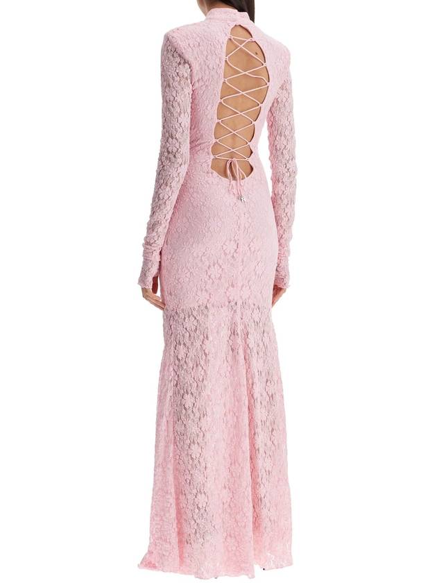 long pink lace dress with open back for special occasions - ROTATE - BALAAN 3