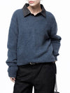 Four Woman Women s Soft Mohair Angora V neck Knit Classic Blue W243TP07CB - CHANCE'S NOI - BALAAN 4