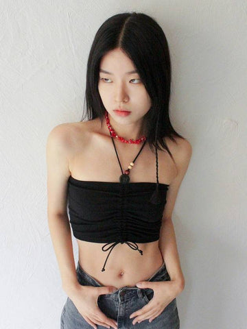 Wooden Beads Tube Top BLACK - RUBATI - BALAAN 1