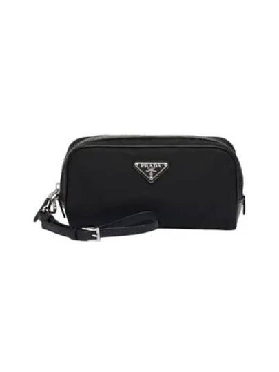 Re-Nylon Brushed Leather Pouch Black - PRADA - BALAAN 2