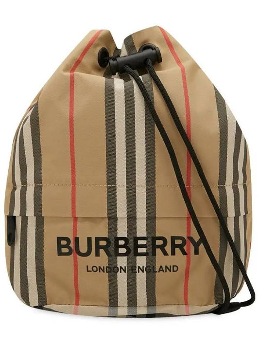 Icon Stripe Econyl Drawcord Bucket Bag Archive Beige - BURBERRY - BALAAN 2