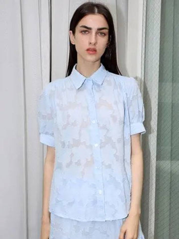 Cloud Shirring Blouse Blue - DAMAGE MNEMONIC - BALAAN 1