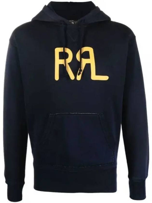 RRL Logo Print Pullover Hoodie Navy - POLO RALPH LAUREN - BALAAN 2