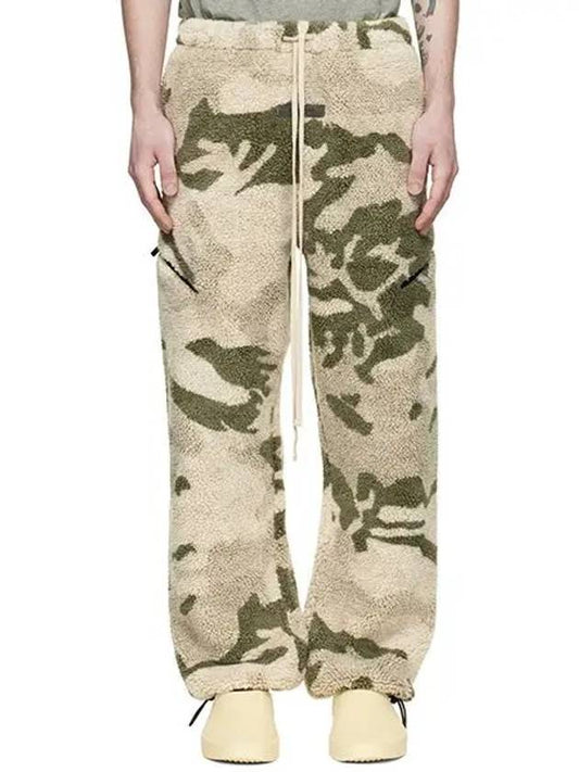 Fear of God Essential Drawstring Camouflage Fleece Lounge Pants Green - FEAR OF GOD ESSENTIALS - BALAAN 1