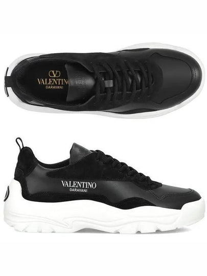 Gum Boy Leather Suede Low Top Sneakers Black - VALENTINO - BALAAN 2