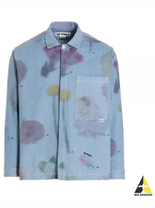 Tie Dye Flower Denim Shirt Blue MRTWMSHR006 DEN002 - SUNNEI - BALAAN 1