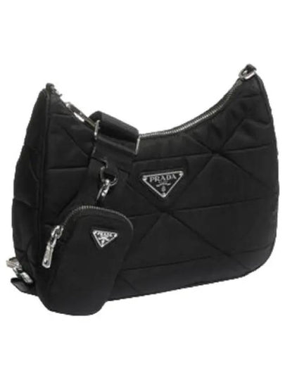 Triangle Logo Re-nylon Paddde Hobo Cross Bag Black - PRADA - BALAAN 2