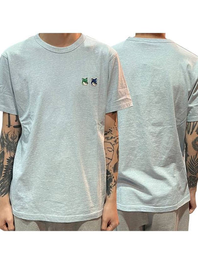 Double Monochrome Fox Head Patch Classic Short Sleeve T-Shirt Sky - MAISON KITSUNE - BALAAN 2