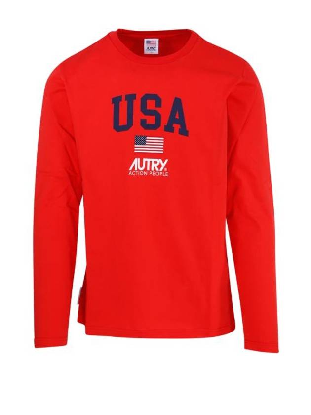 Logo Long Sleeve T-Shirt Red - AUTRY - BALAAN 1