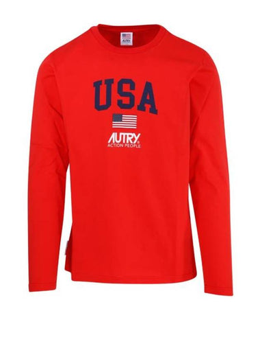 Logo Long Sleeve T-Shirt Red - AUTRY - BALAAN 1