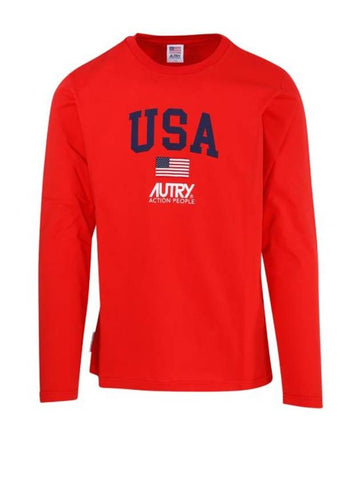 Logo Long Sleeve T-Shirt Red - AUTRY - BALAAN 1