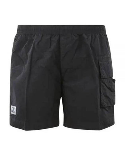 Flat Nylon Logo Patch Utility Swim Shorts Black - CP COMPANY - BALAAN 2