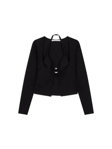 t Crystal Logo Bikini Cardigan Black 270517 - ALEXANDER WANG - BALAAN 1