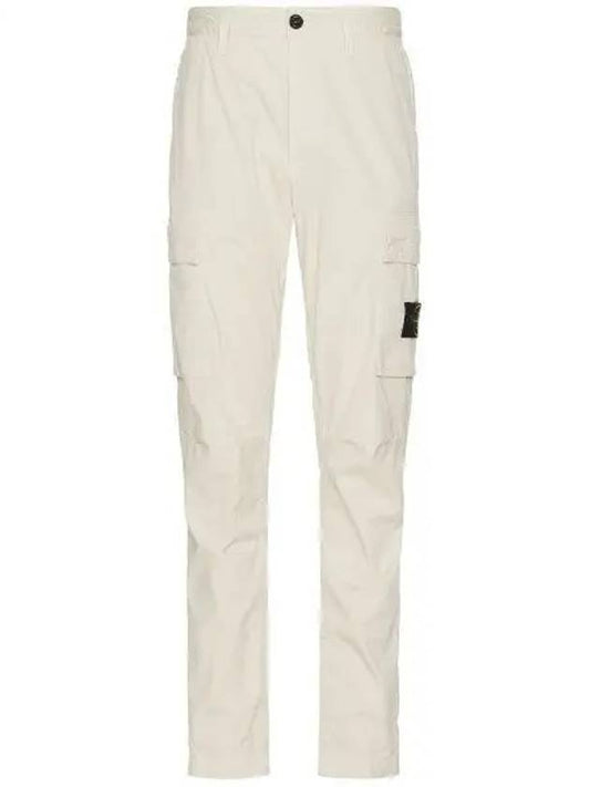 Stretch Cotton Gabardine Garment Dyed Cargo Straight Pants Stucco - STONE ISLAND - BALAAN 2