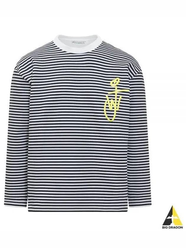 Anchor Logo Striped Long Sleeve T-shirt Grey - JW ANDERSON - BALAAN 2