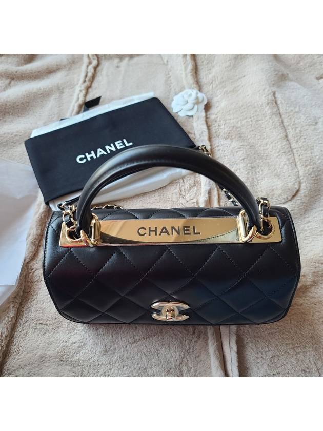 Gold Plated CC Top Handle Flap Small Tote Bag Black - CHANEL - BALAAN 7