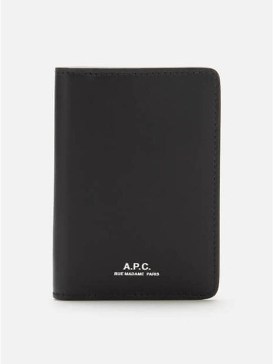 Stefan Small Leather Card Wallet Black - A.P.C. - BALAAN.