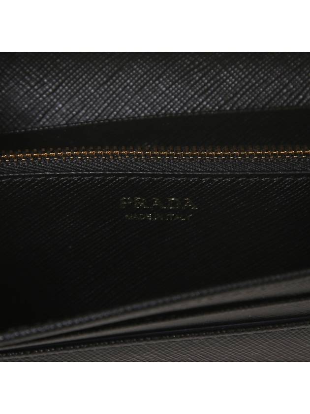 Saffiano Triangular Logo Flap Long Wallet Black - PRADA - BALAAN 6