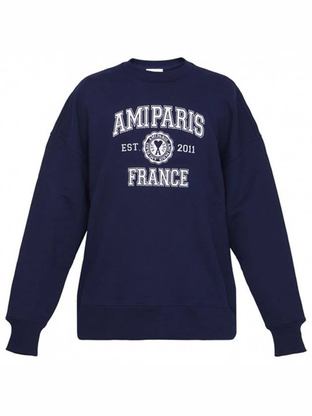 Logo Print Sweatshirt Navy - AMI - BALAAN 2