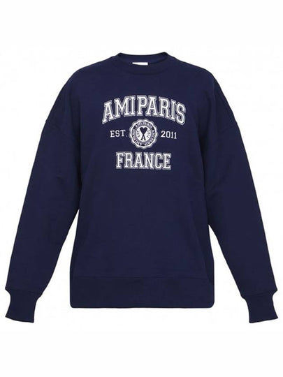 Logo Print Sweatshirt Navy - AMI - BALAAN 2