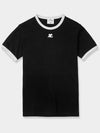 Courr ges Bumpy Contrast Short Sleeve T Shirt Black - COURREGES - BALAAN 1