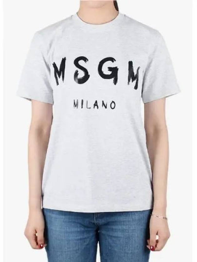 Women's Logo Print Short Sleeve T-Shirt Grey - MSGM - BALAAN 2