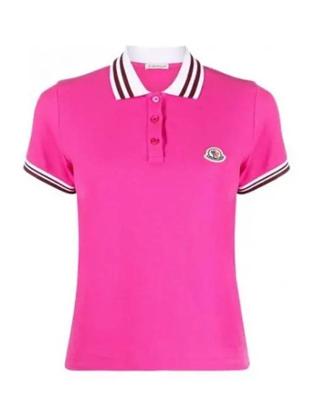 Chest logo patch polo t-shirt hot pink women's short sleeve 200005 - MONCLER - BALAAN 1