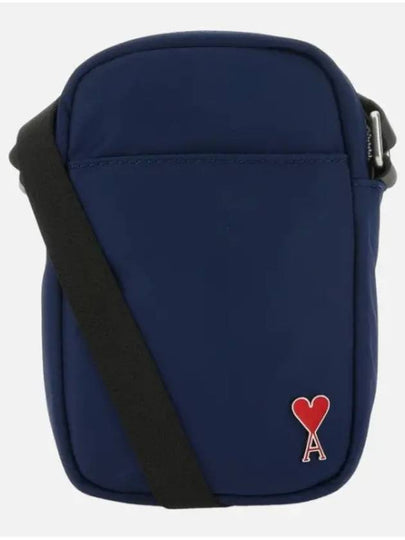 Heart Logo Water Repellant Nylon Phone Pouch Bag Navy - AMI - BALAAN 2