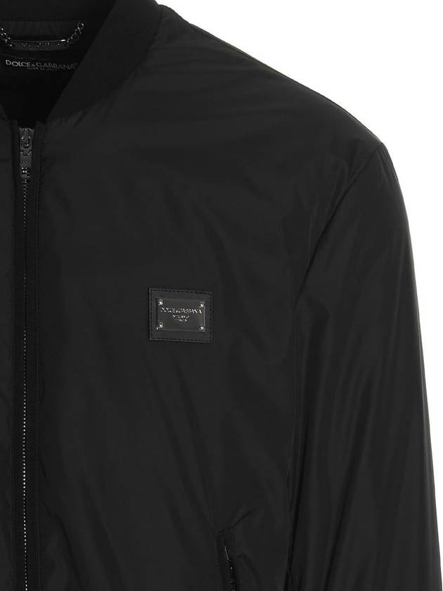 Men's Branded Tag Nylon Zip-up Jacket Black - DOLCE&GABBANA - BALAAN 4